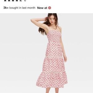 NWT Roller Rabbit Target Pink and White Floral Midi Dress